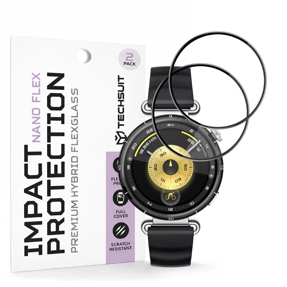 Folie ochranná Techsuit Nano Flex pro Huawei Watch GT 6 41mm, Sada 2 kusy, Plast, Černá