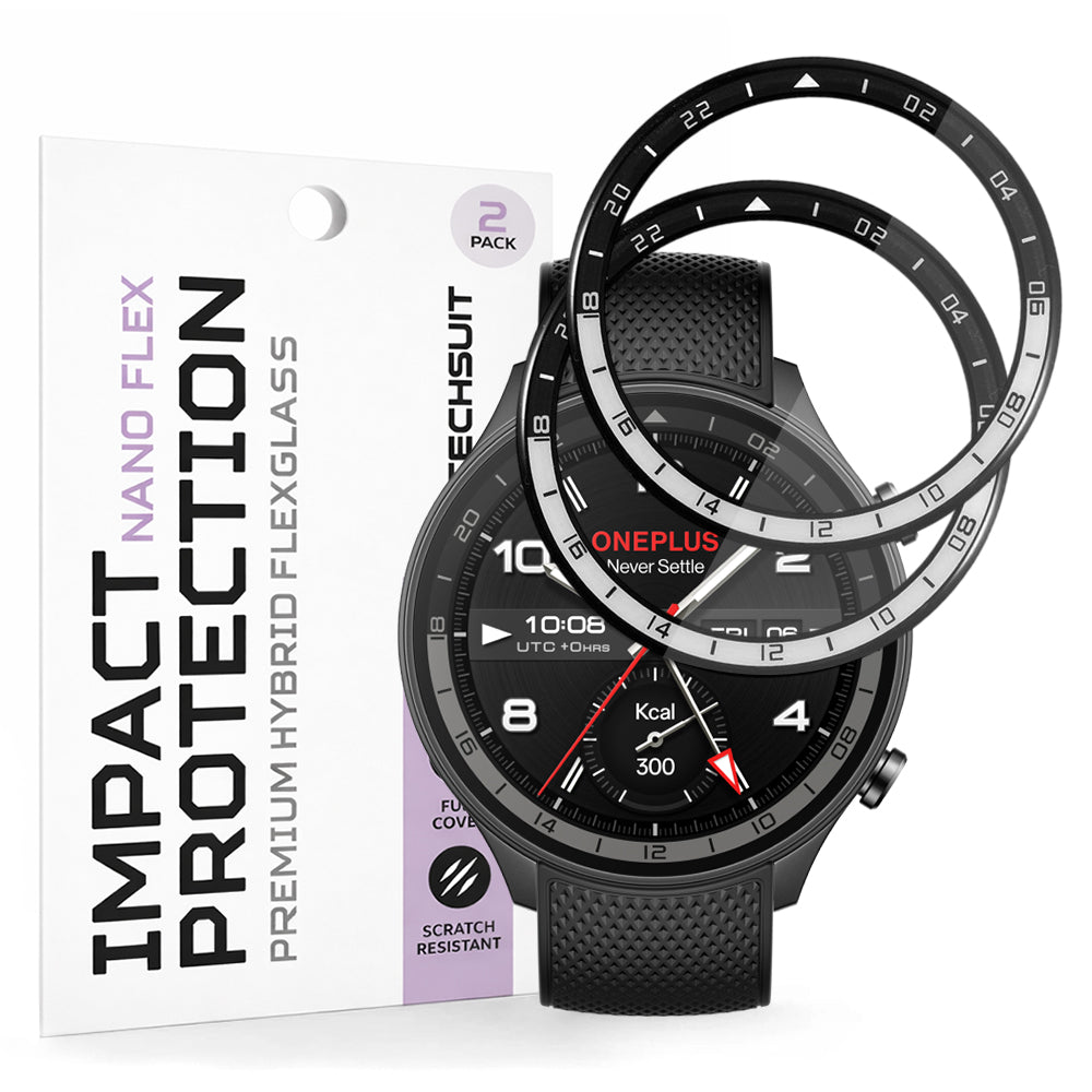 Folie ochranná Techsuit Nano Flex pro OnePlus Watch 2R, Sada 2 kusy, Plast, Černá