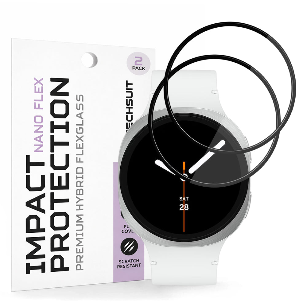 Folie ochranná Techsuit Nano Flex pro Samsung Galaxy Watch8 44mm, Sada 2 kusy, Plast, Černá