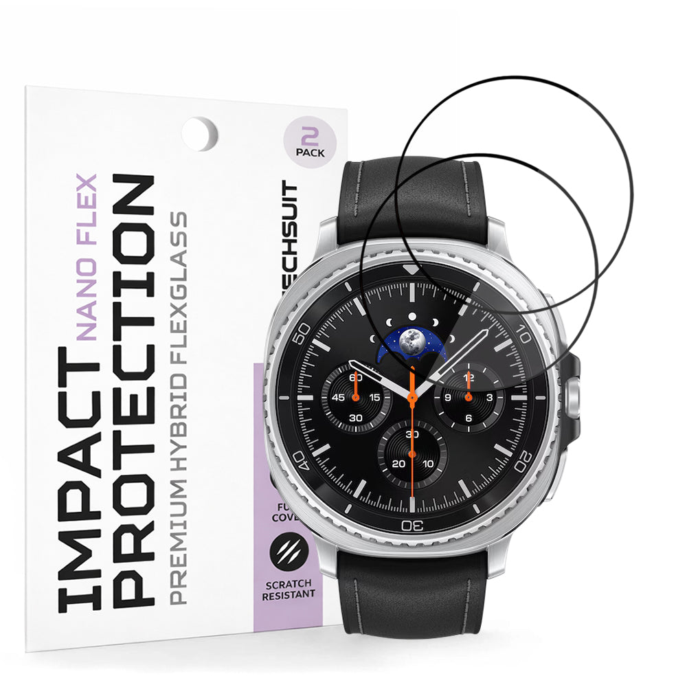 Folie ochranná Techsuit Nano Flex pro Samsung Galaxy Watch8 Classic, Sada 2 kusy, Plast, Černá