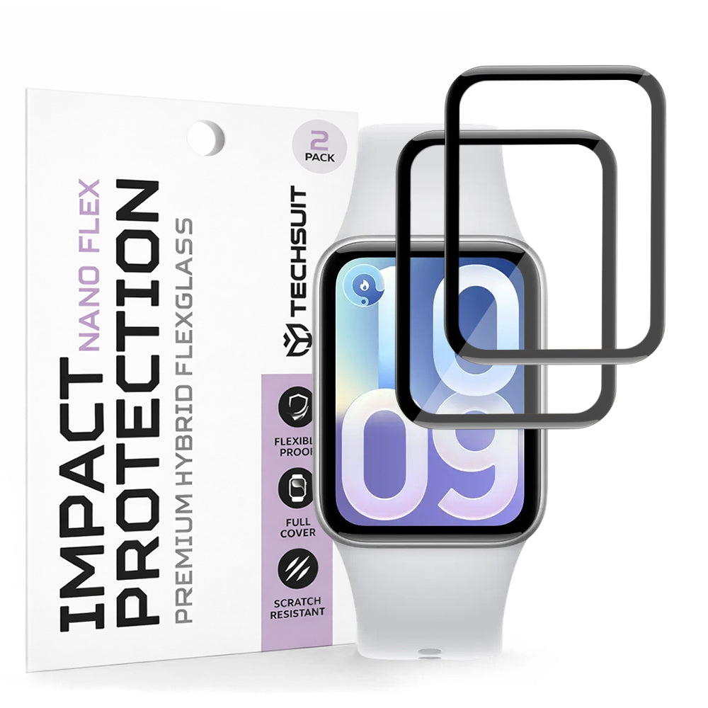 Ochranná fólie Techsuit Nano Flex pro Xiaomi Smart Band 10 Pro, Sada 2 kusů, Plast, Černá