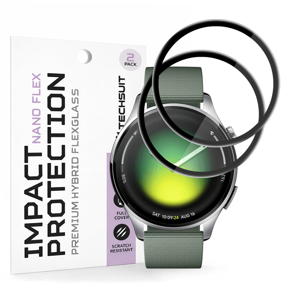 Folie ochranná Techsuit Nano Flex pro Xiaomi Watch 5, Sada 2 kusy, Plast, Černá
