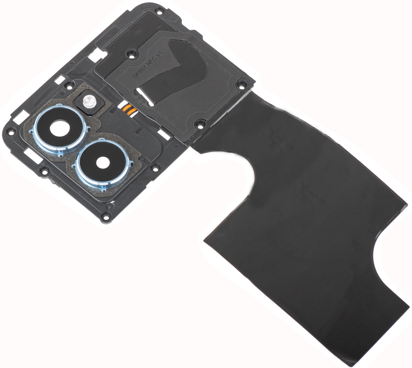 Zadní kamerové sklo - Blesk - Vnitřní rám - NFC anténa HMD Pulse Pro, s rámem, stříbrná, Service Pack 286954396