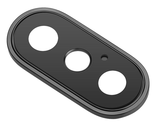 Sklo zadního fotoaparátu Apple iPhone X, s rámečkem, černé