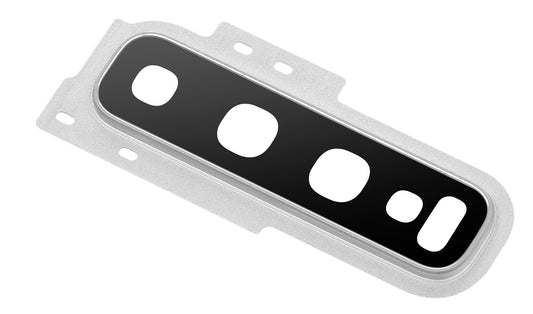 Sklo zadního fotoaparátu Samsung Galaxy S10+ G975, s rámečkem, stříbrné (Prism White)