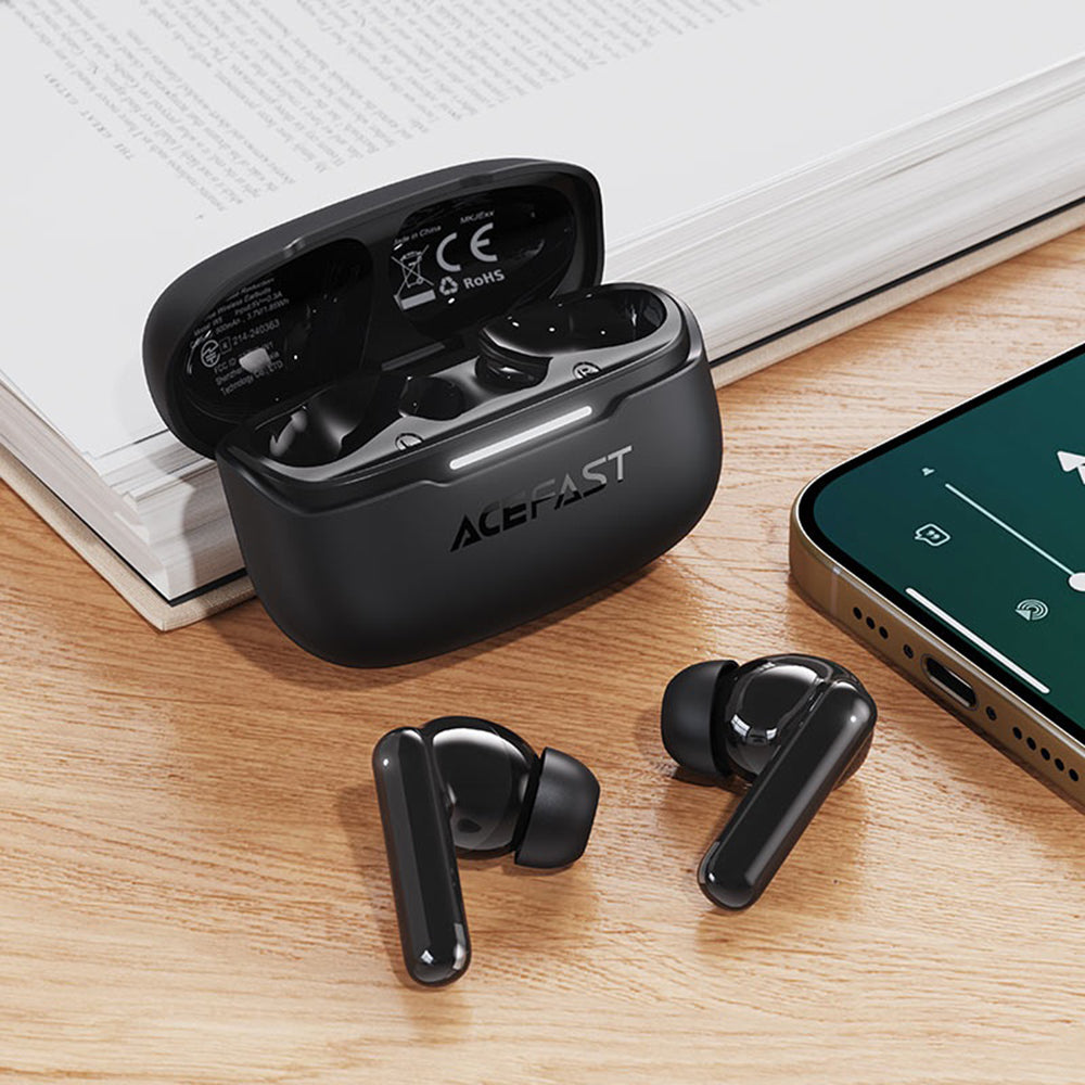 Handsfree Bluetooth Acefast W5, TWS, ANC, Černá