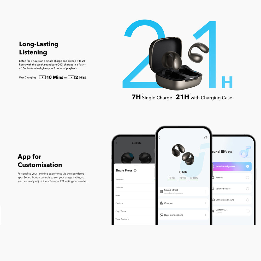Handsfree Bluetooth Anker SoundCore C40i, TWS, MultiPoint, Černá A3331GZ1