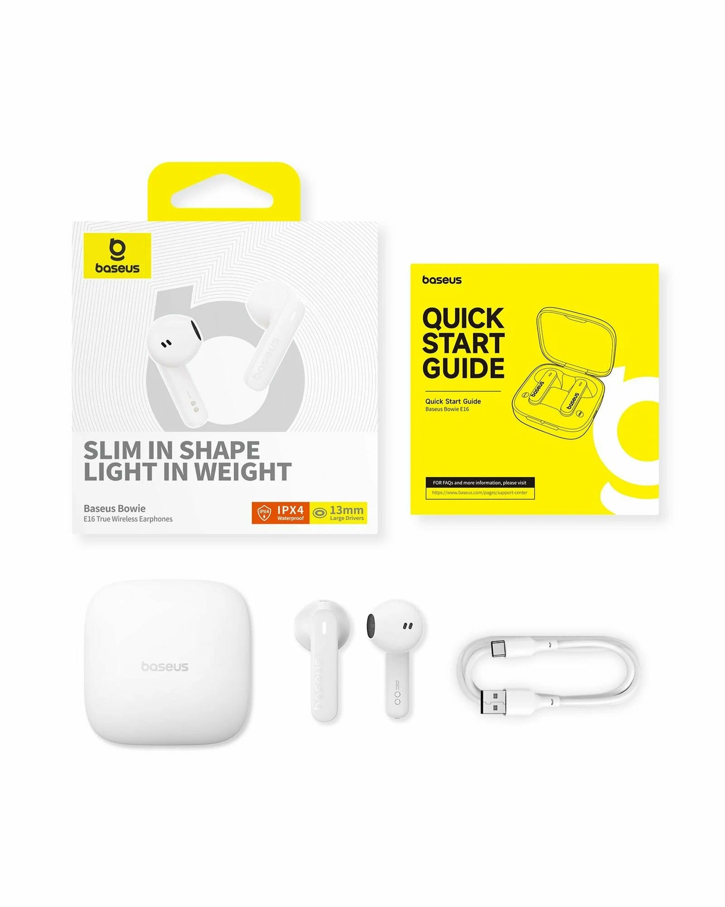 Handsfree Bluetooth Bluetooth Baseus Bowie E16, TWS, bílá A00061900223-00