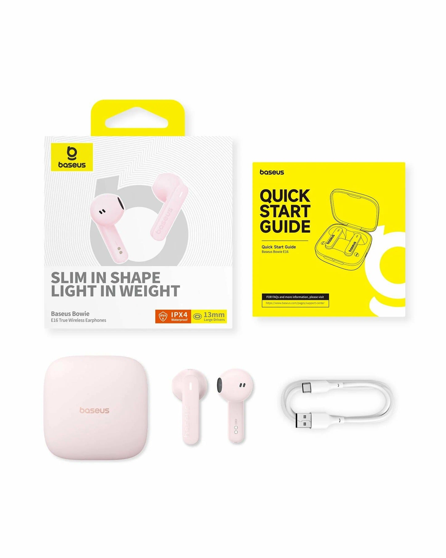 Handsfree Bluetooth Baseus Bowie E16, TWS, Růžová A00061900413-01