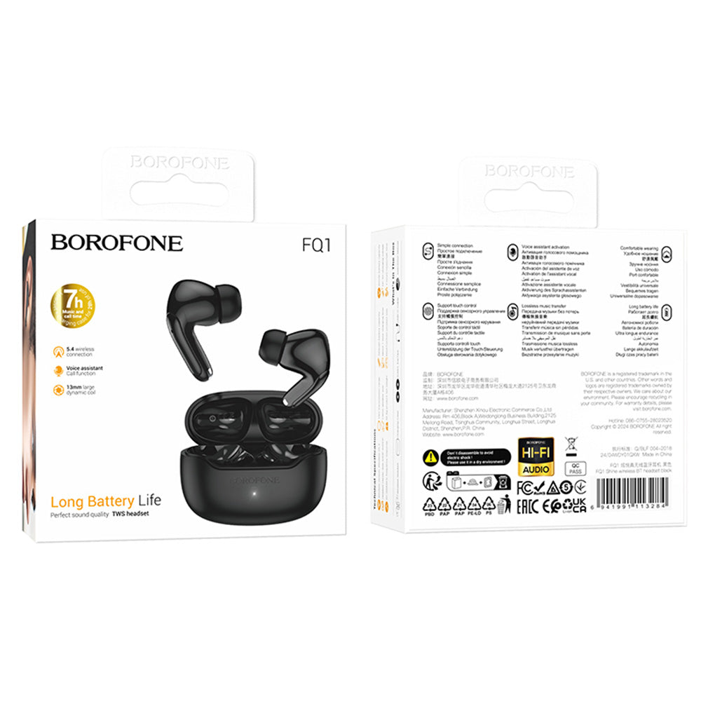 Handsfree Bluetooth Borofone FQ1 Shine, TWS, Černá