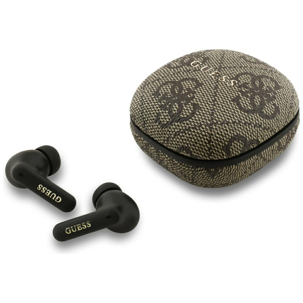 Handsfree Bluetooth Guess 4G Classic Metal Logo, TWS, Hnědá