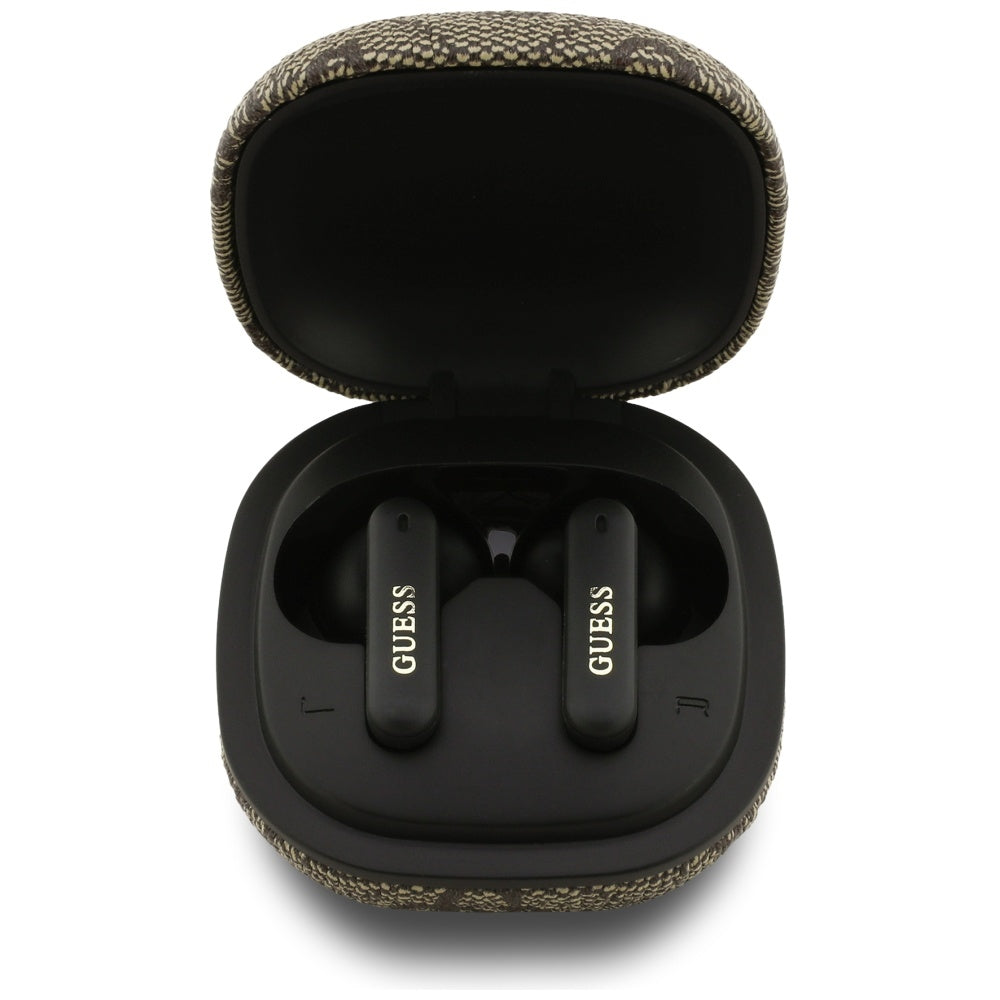 Handsfree Bluetooth Guess 4G Classic Metal Logo, TWS, Hnědá