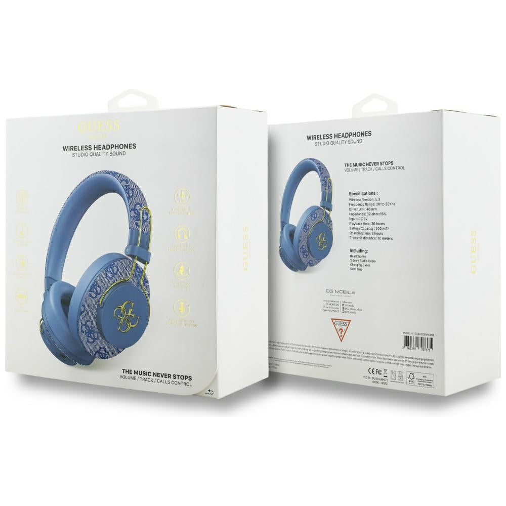 Handsfree Bluetooth Guess 4G Metal Logo, A2DP, Modrý
