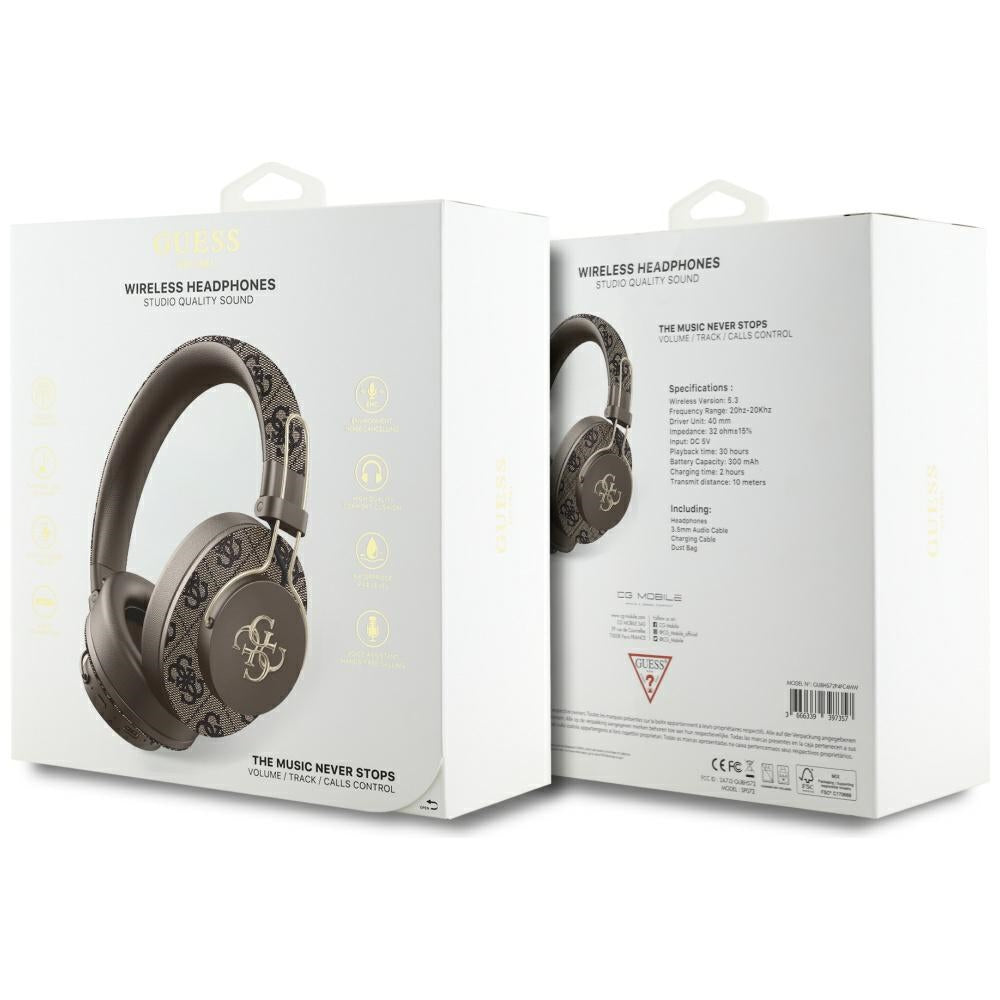 Handsfree Bluetooth Guess 4G Metal Logo, A2DP, Hnědá