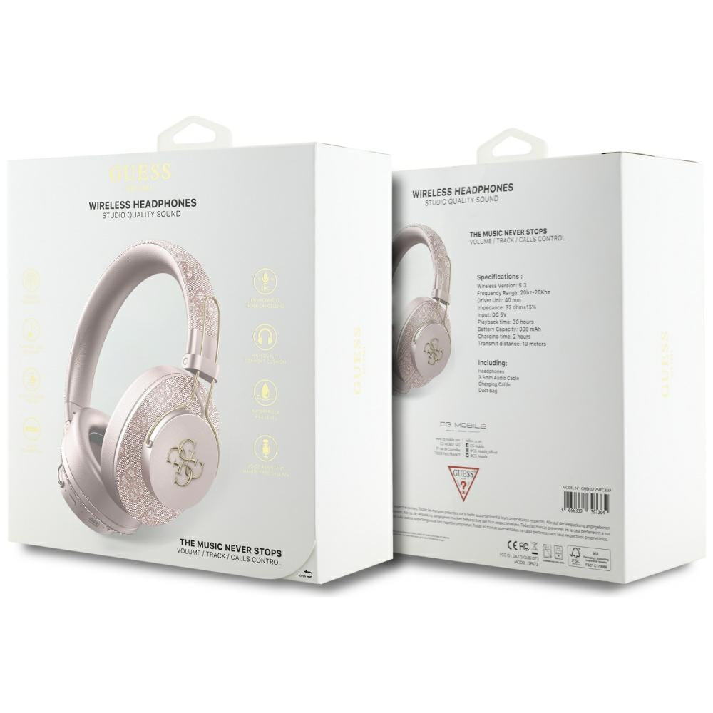 Handsfree Bluetooth Guess 4G Metal Logo, A2DP, Růžová