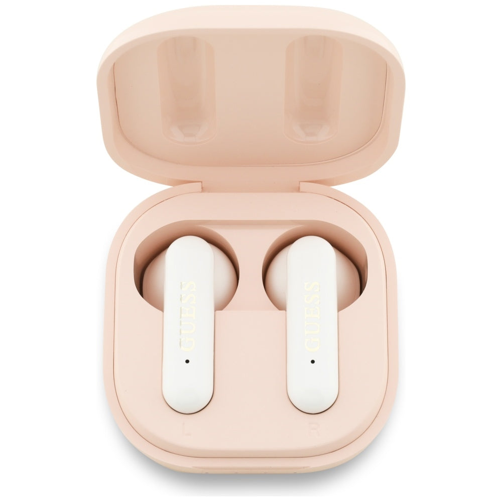 Handsfree Bluetooth Guess 4G Metal Logo, TWS, Růžová