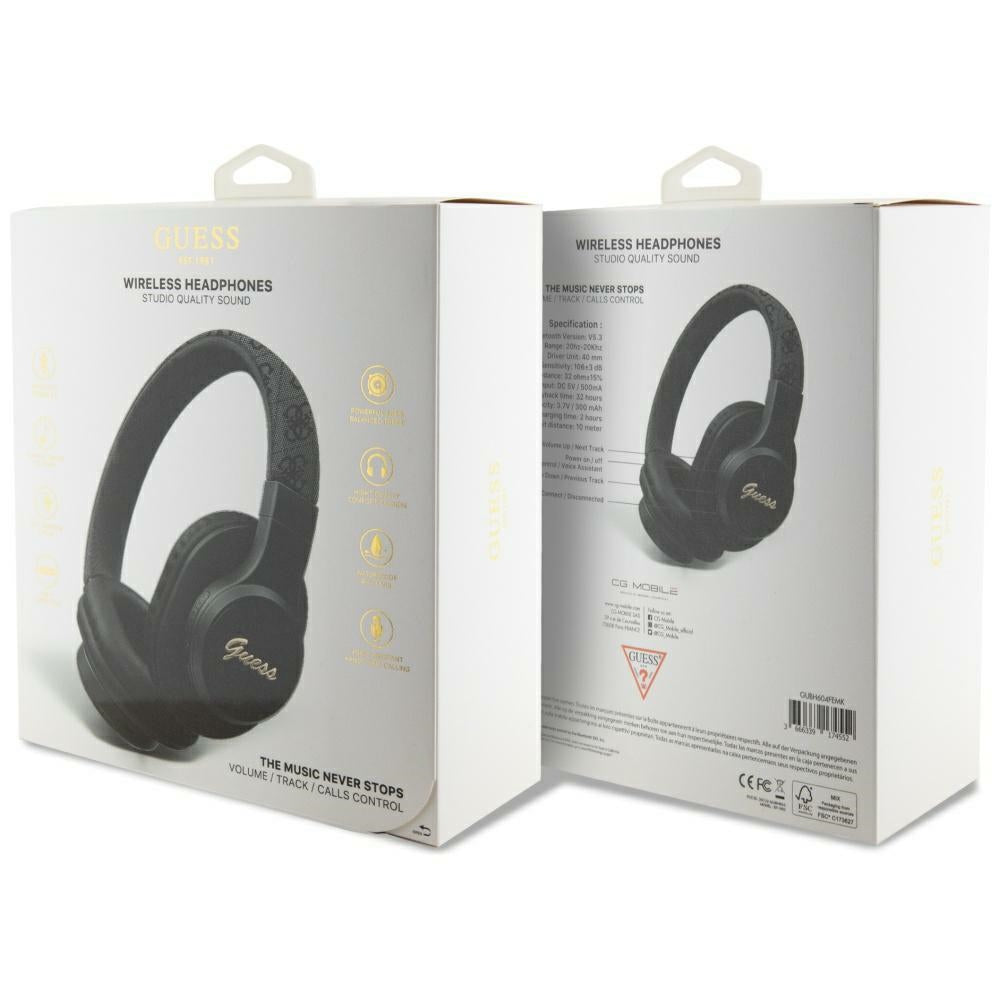 Handsfree Bluetooth Guess 4G Tone on Tone Script Logo, A2DP, Černá