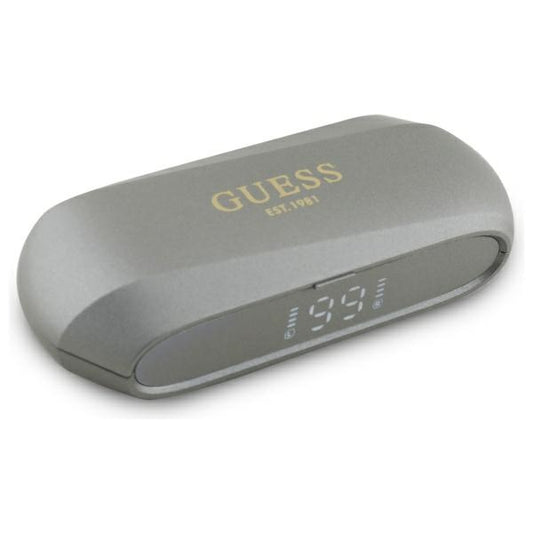 Handsfree Bluetooth Guess Elongated Metallic Printed Logo, TWS, Šedá