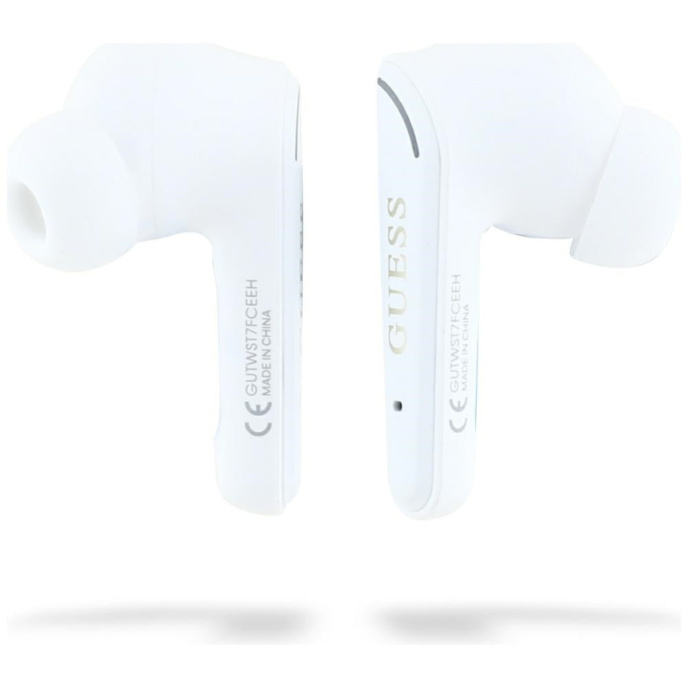 Handsfree Bluetooth Guess Flat Classic Logo Electroplated, TWS, Bílý