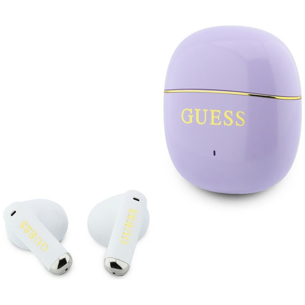 Handsfree Bluetooth Guess Glossy Gold Line Classic, TWS, Fialová