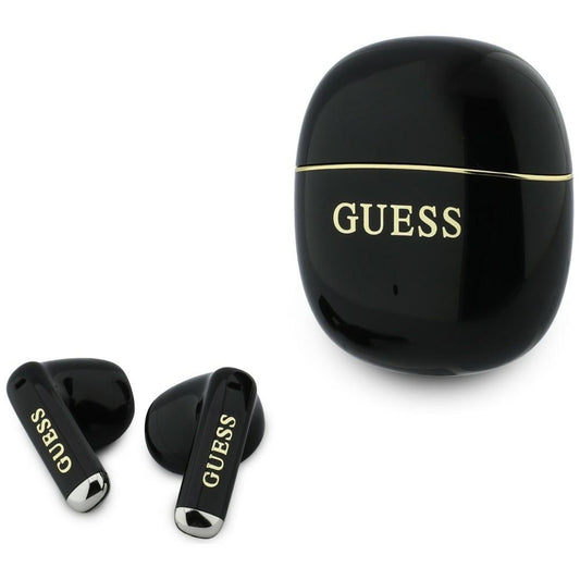 Handsfree Bluetooth Guess Glossy Gold Line Classic, TWS, Černá