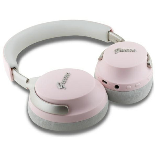 Handsfree Bluetooth Guess Metal Script Logo, A2DP, ANC, Růžová