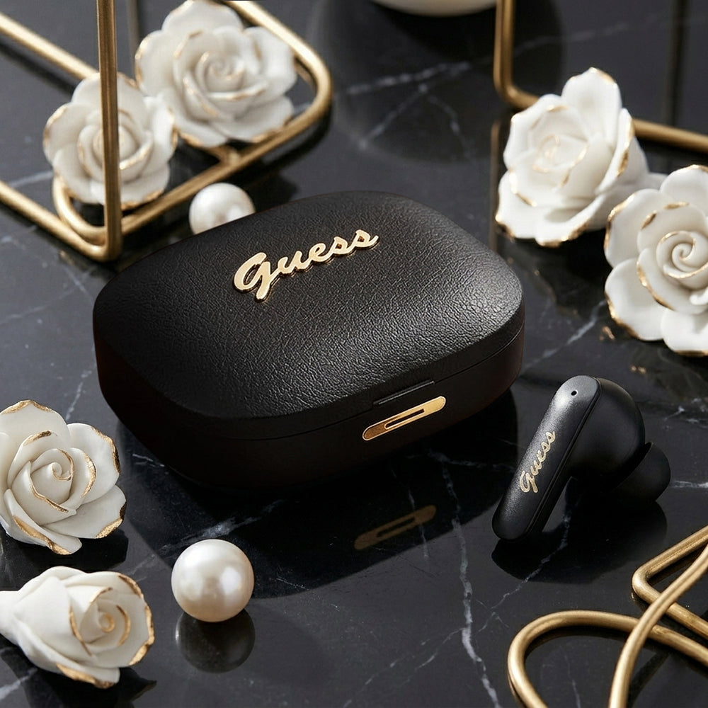 Handsfree Bluetooth Guess Script Metal Logo, TWS, Bílý