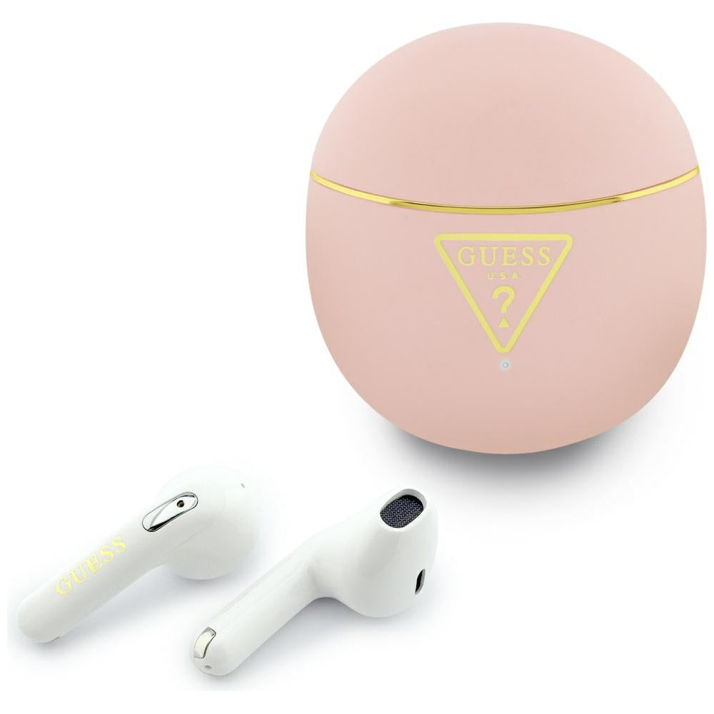 Handsfree Bluetooth Guess Script Print, TWS, Růžové