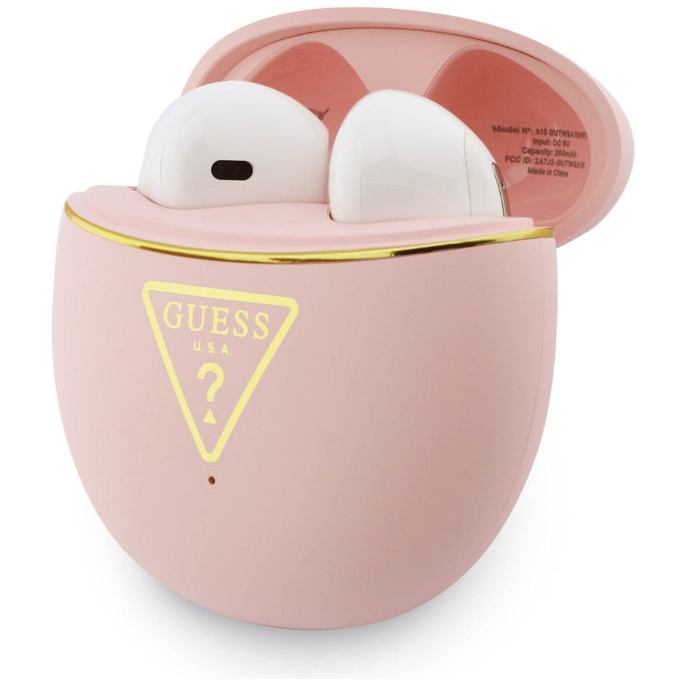 Handsfree Bluetooth Guess Script Print, TWS, Růžové