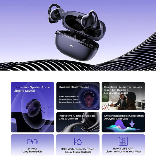 Handsfree Bluetooth HAVIT OWS916, TWS, šedá