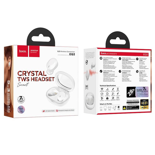 Handsfree Bluetooth HOCO EQ3, TWS, Bílá