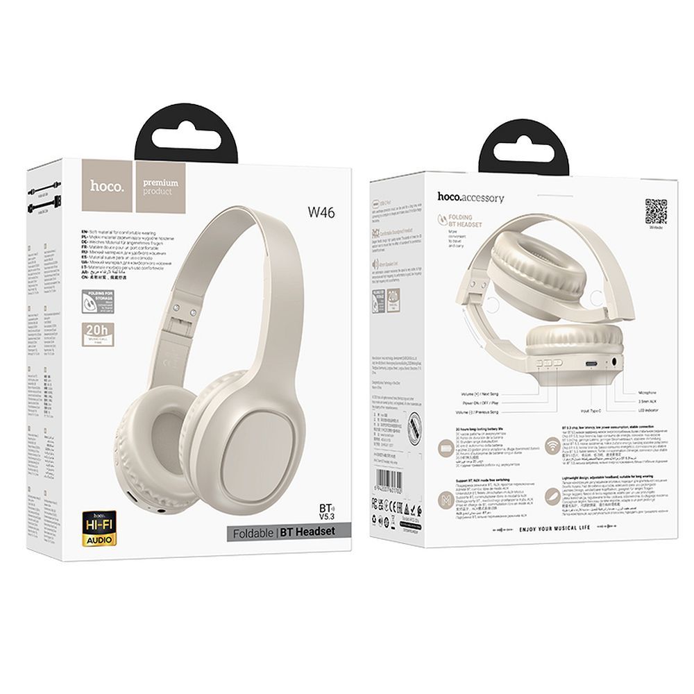 Handsfree Bluetooth HOCO W46, A2DP, Bílá