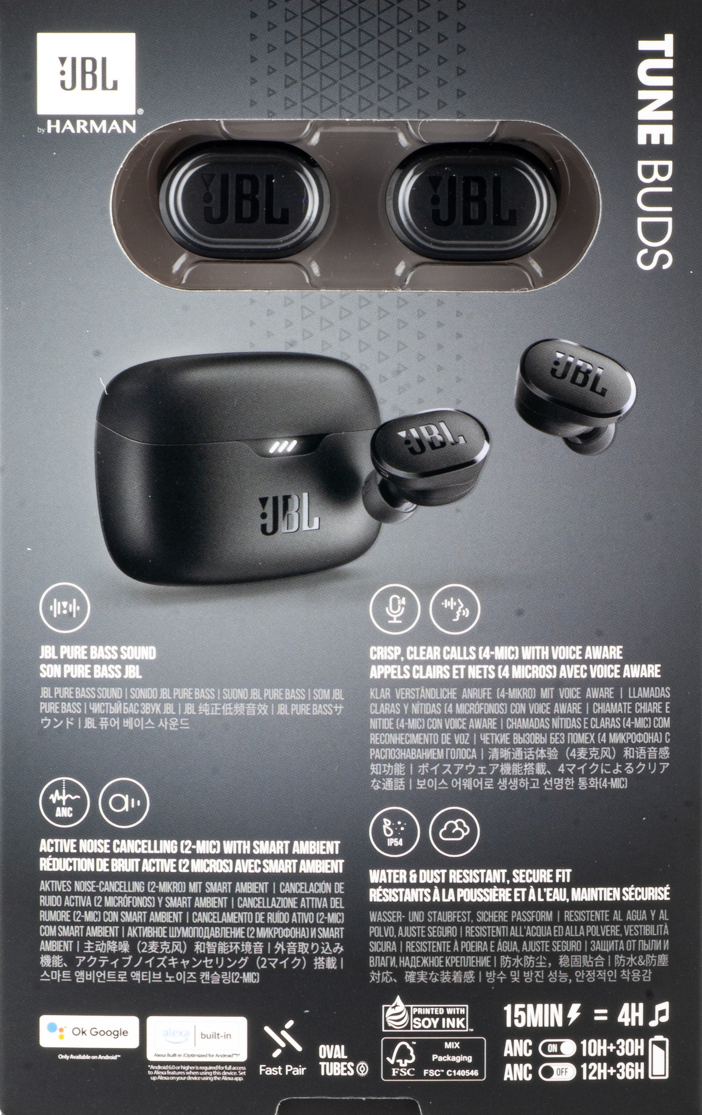 Handsfree Bluetooth JBL Tune Buds, TWS, ANC, Multipoint, Černá JBLTBUDSBLK