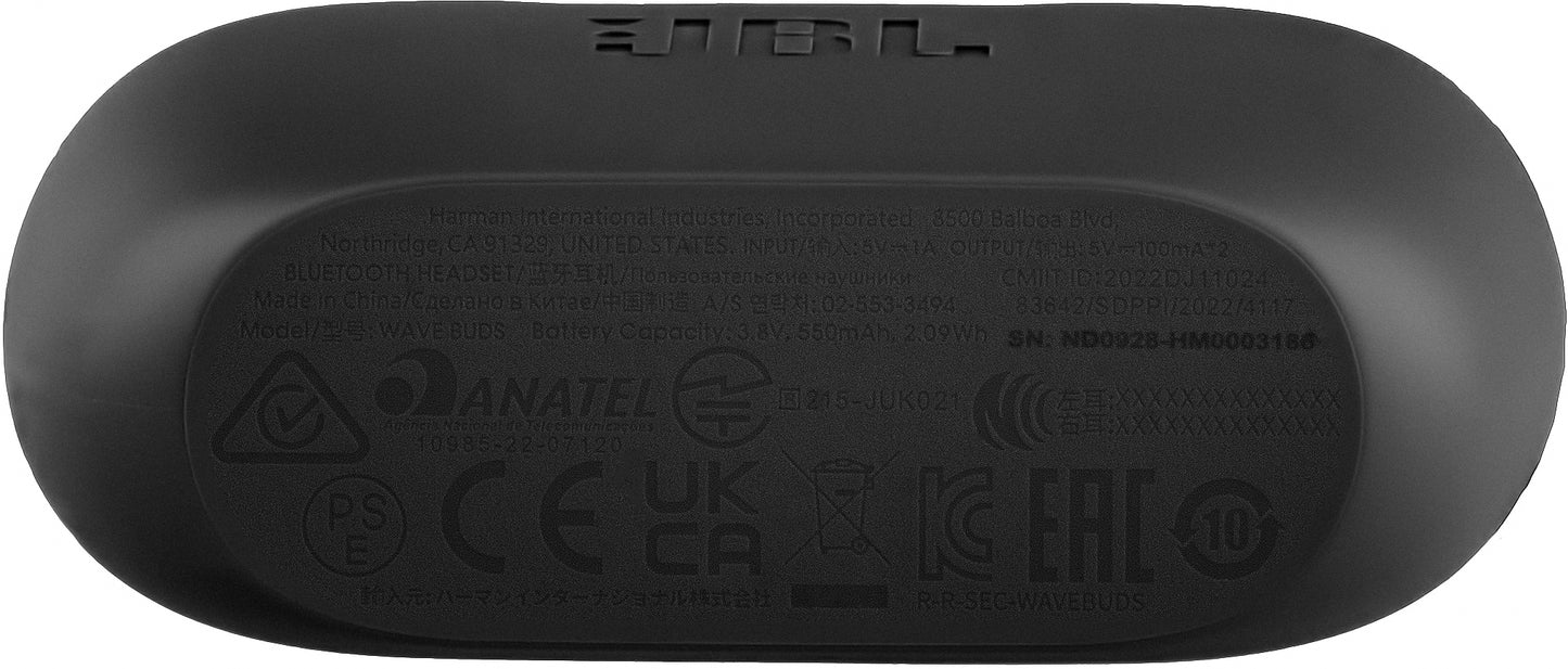 Handsfree Bluetooth JBL Wave Buds, TWS, černá JBLWBUDSBLK