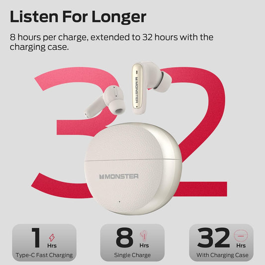Handsfree Bluetooth Monster N-Lite 310, TWS, Světle krémová