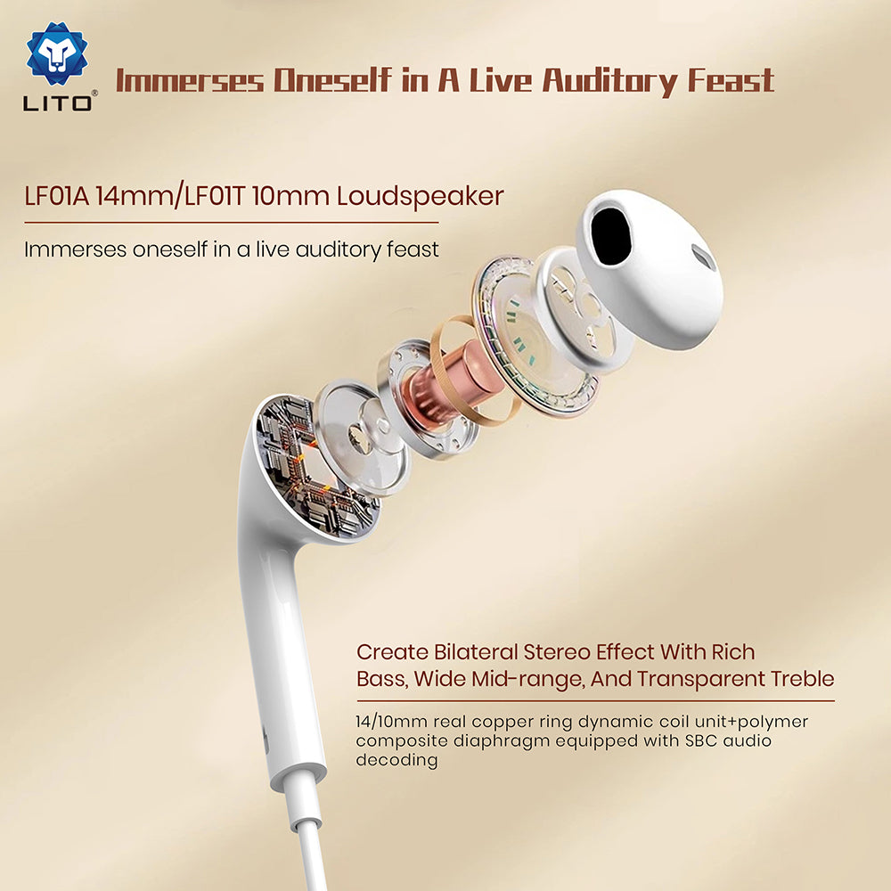 Handsfree USB-C Lito LF01T, Bílá