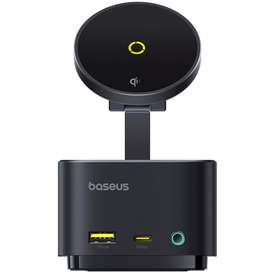 Multifunkční hub Baseus MagPro II 7v1, 1 x USB-A - 2 x USB-C - 1 x HDMI - 1 x QI - 1 x SD - 1 x microSD, Černý Znovu zabalený B00072900121-00