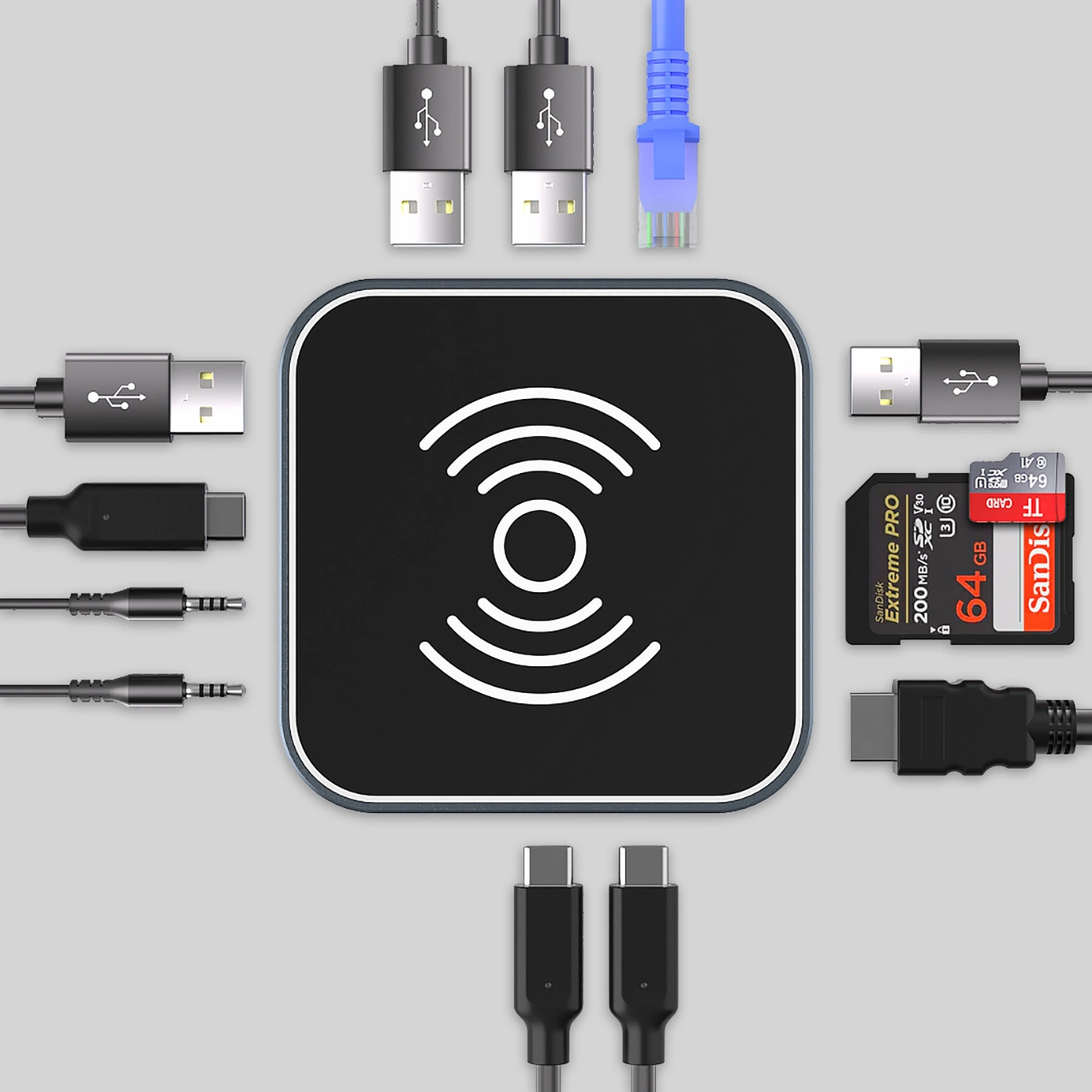Multifunkční hub WZK WHBC09Y8S, 12v1, Šedý