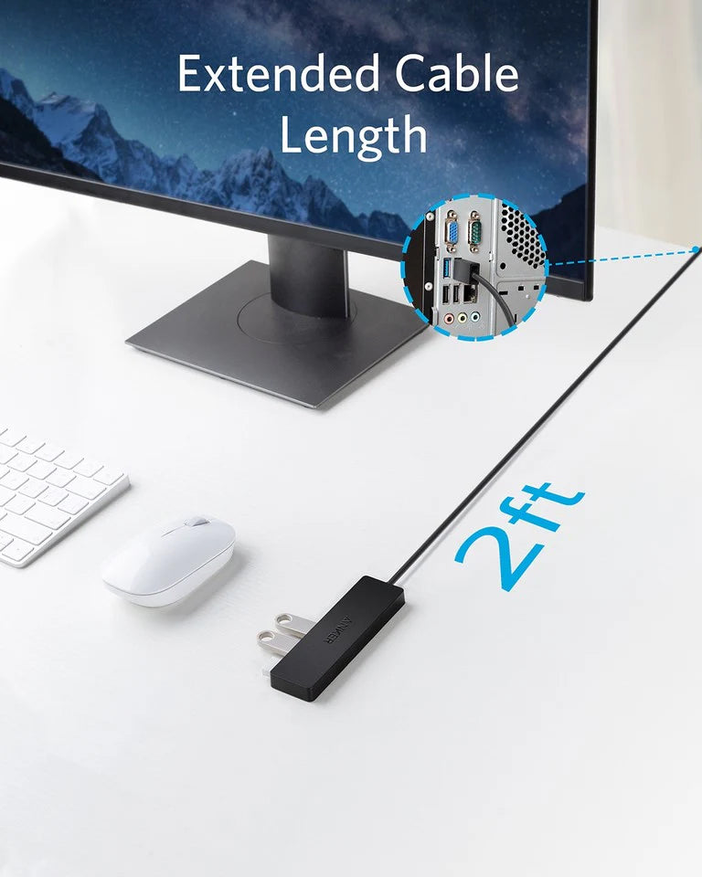 Hub USB Anker, 4 x USB-A 3.0, Černý A7516016