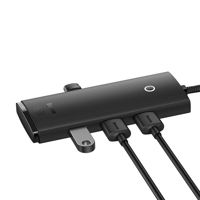 Rozbočovač USB Baseus Lite, 4 x USB-A 3.0 - 1 x USB-C, 0,25 m, černý WKQXX030001