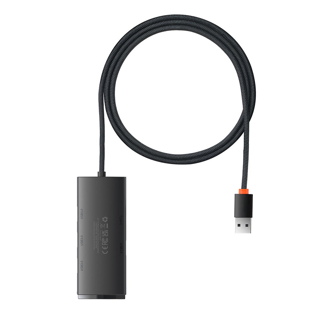 Hub USB Baseus Lite, 4 x USB-A 3.0 - 1 x USB-C, 1m, Černý WKQX030101