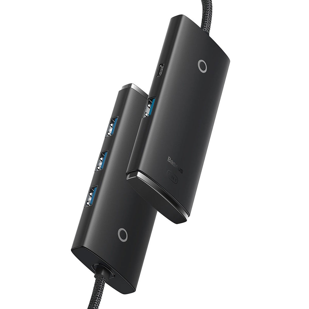 Hub USB Baseus Lite, 4 x USB-A 3.0 - 1 x USB-C, 1m, Černý WKQX030101
