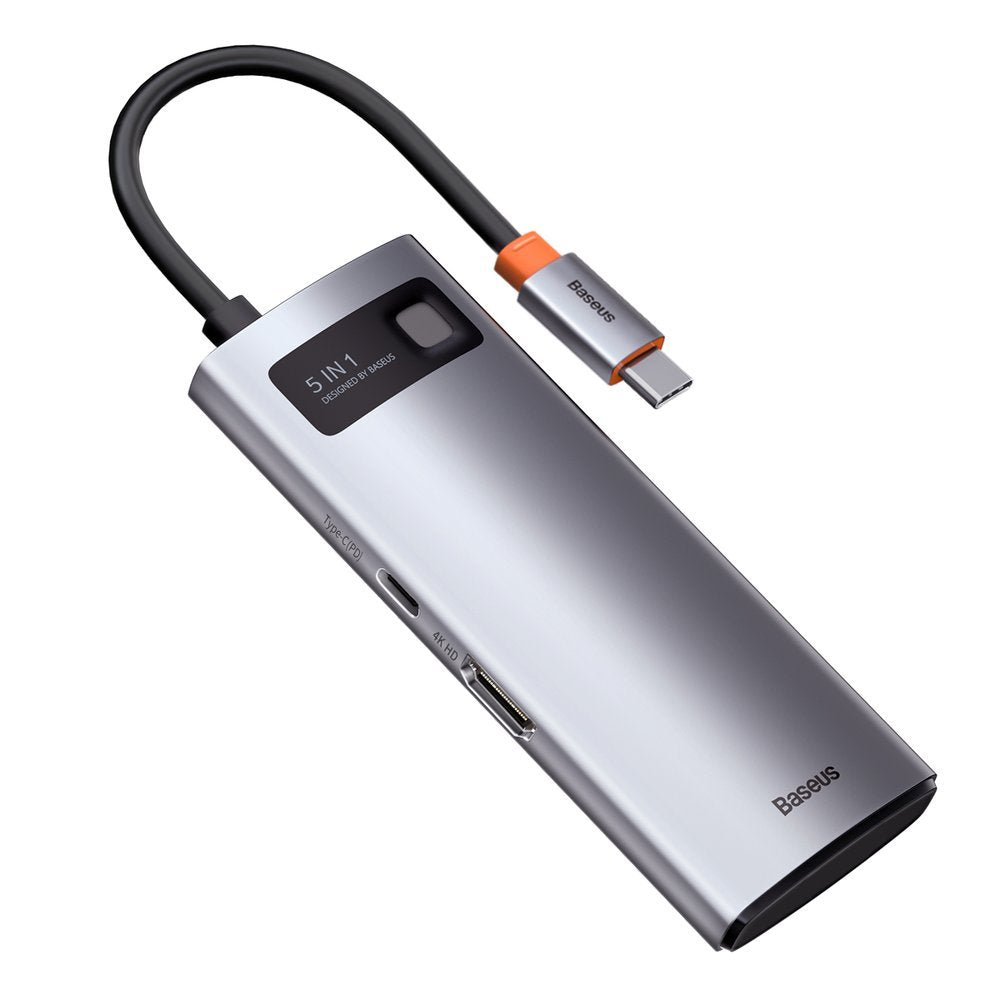 Hub USB-C Baseus Metal Gleam, 3 x USB-A 3.0 - 1 x USB-C - 1 x HDMI, šedý CAHUB-CX0G
