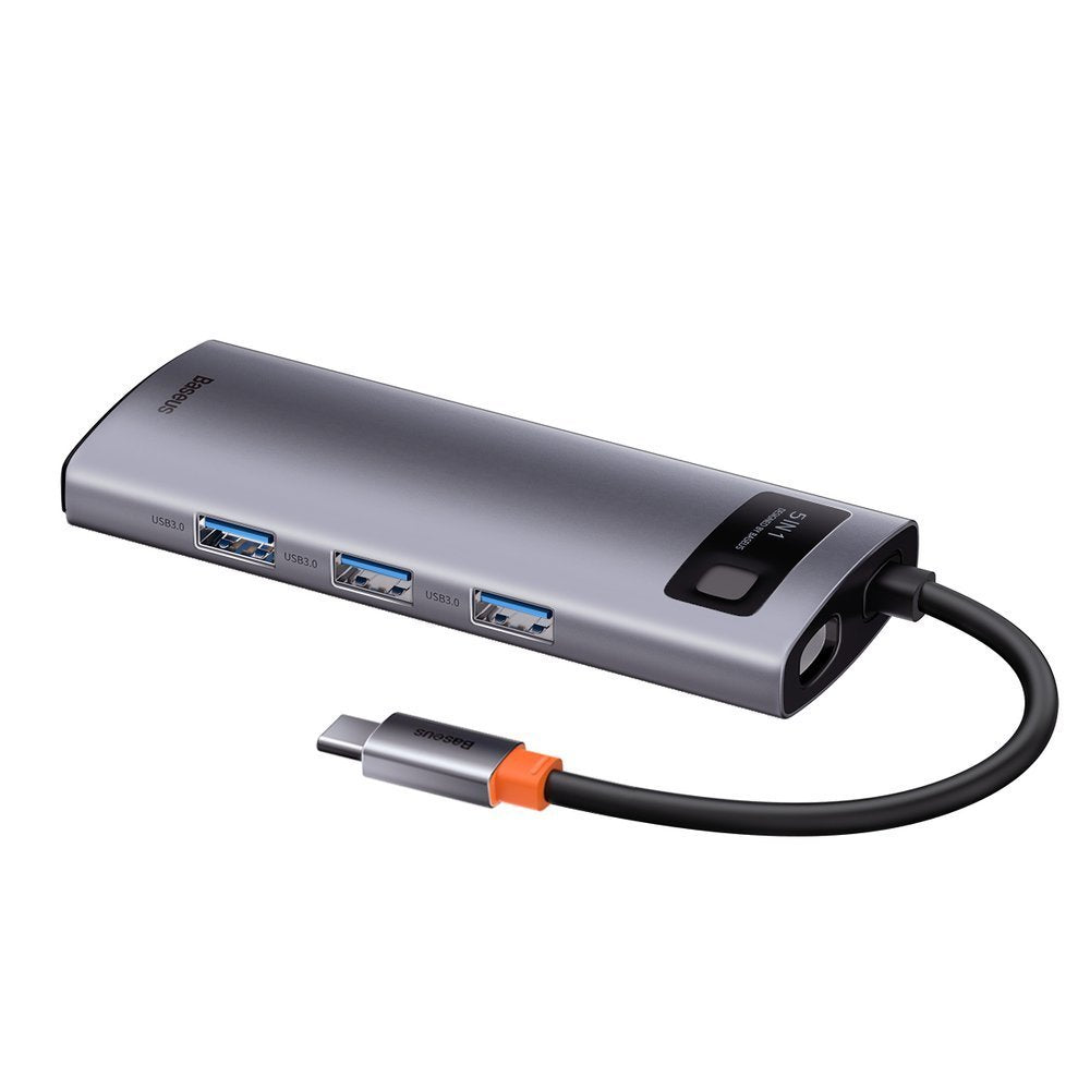 Hub USB-C Baseus Metal Gleam, 3 x USB-A 3.0 - 1 x USB-C - 1 x HDMI, šedý CAHUB-CX0G