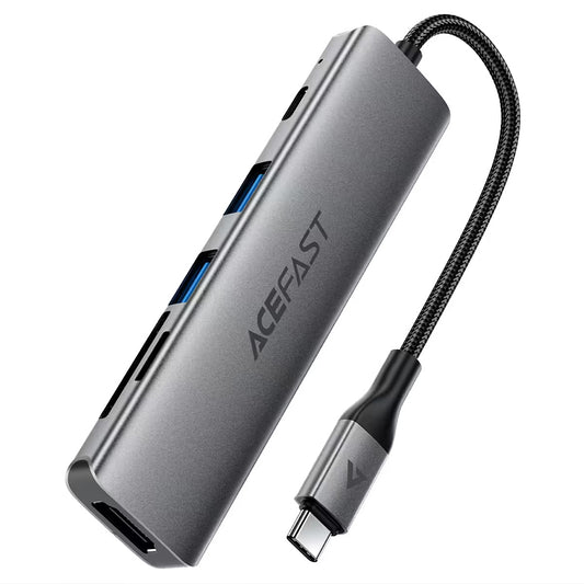 Hub USB-C Acefast J18, 6v1, Šedý