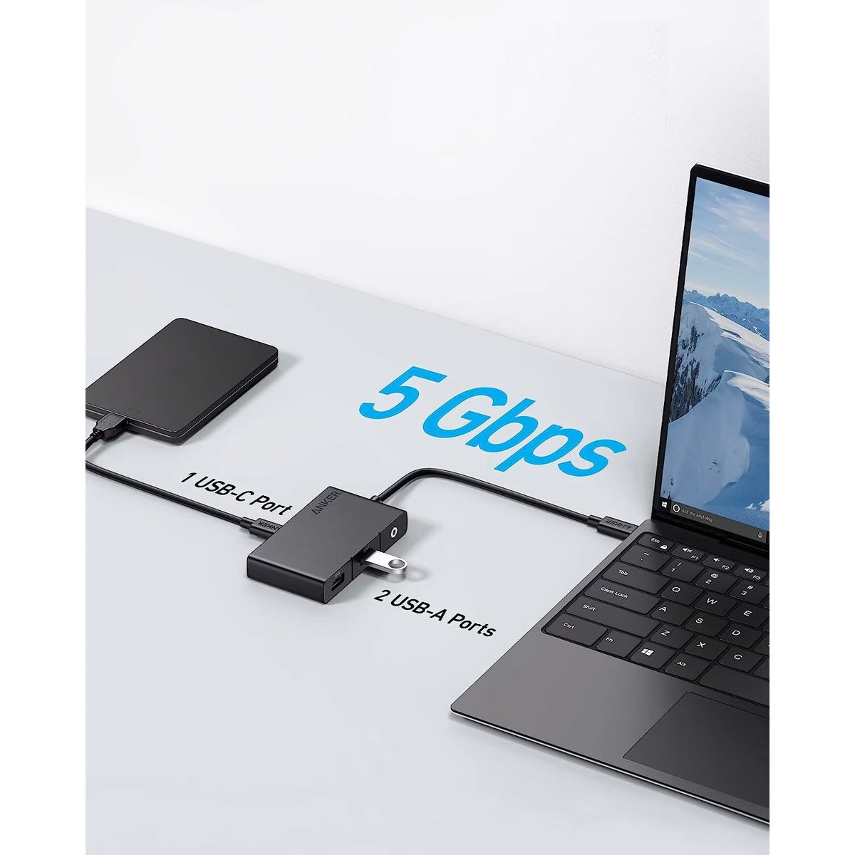 USB-C Hub Anker 332, 2 x USB-A - 2 x USB-C - 1 x HDMI, Černý A8356G11