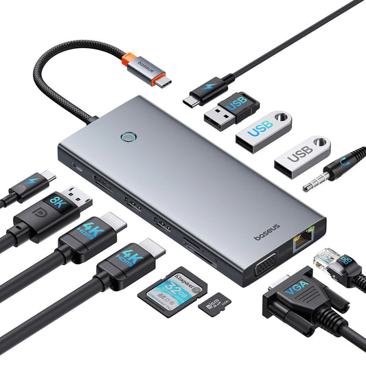 Hub USB-C Baseus PortalJoy, 13v1, Šedý B00053002811-01