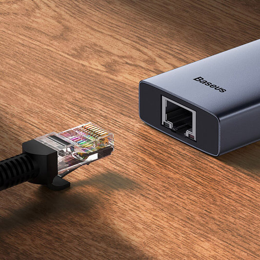 Hub USB-C Baseus UltraJoy, 3 x USB-A 3.0 - 1 x USB-C - 1 x HDMI - 1 x RJ45, šedý B00052807813-00