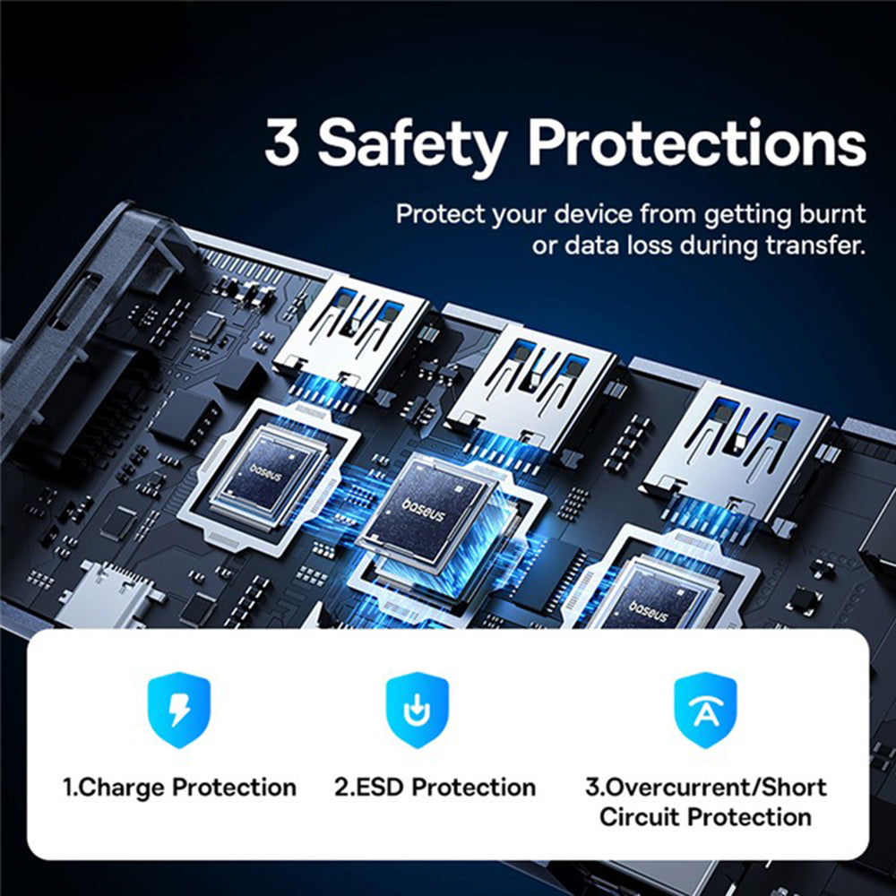 Hub USB-C Baseus UltraJoy, 4 x USB-A 3.0 - 1 x USB-C - 1 x HDMI - 1 x VGA, šedý B00052803811-01