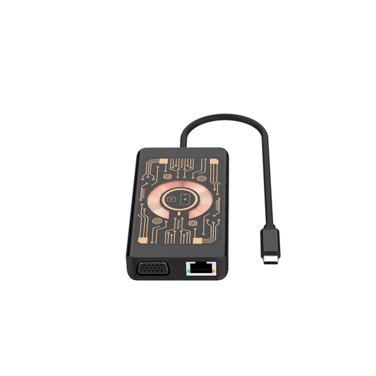 USB-C hub s bezdrátovým nabíjením QI Qualo QTPB5-HUB-18, 9v1, šedý